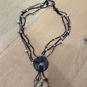 Elegant Purple and Brown Beaded Necklace